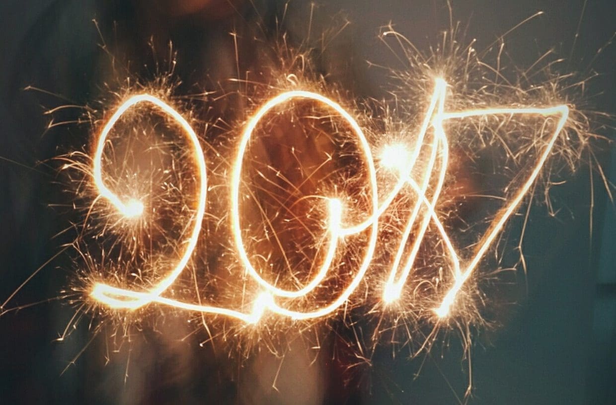2017 written in sparklers